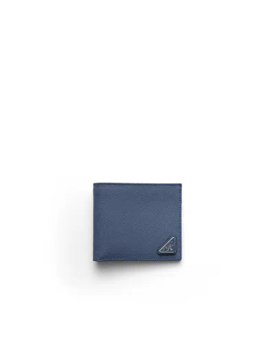 Prada Saffiano Leather Wallet In Purple