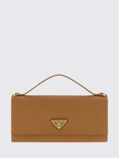 Prada Saffiano Leather Wallet With Handle In White