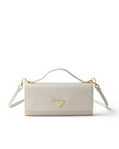 Prada Geldbörse Saffiano-leder Mit Schulterriemen In White