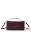 Prada Saffiano Leather Wallet With Shoulder Strap In Red