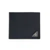 Prada Saffiano Leather Wallet With Triangle Logo In Black