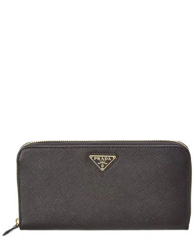 Prada Saffiano Leather Zip Around Wallet
