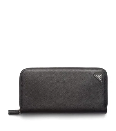 Prada Saffiano Leather Zipped Wallet In Black