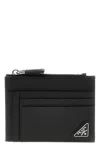 Prada Saffiano Logo Card Holder In Black