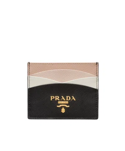 Prada Saffiano Logo Card Package In Black