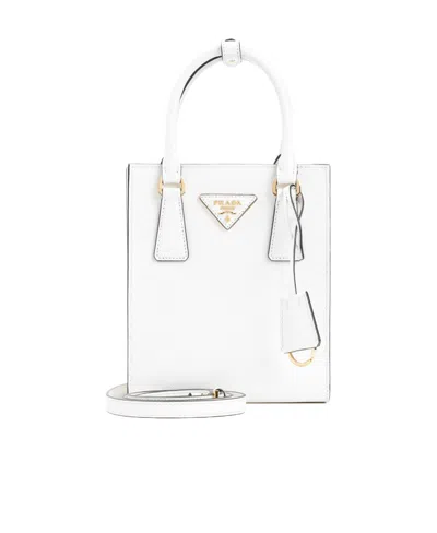 Prada Saffiano Logo Handbag In White