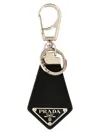 Prada Leather Key Ring Hardware Textured In Black