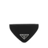 Prada Triangular Textured Leather Coin Purse In Black