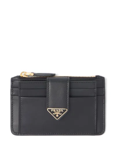 Prada Saffiano Logo-plaque Leather Wallet In F0002 Black