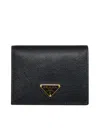 Prada Small Wallet In Saffiano In Nero