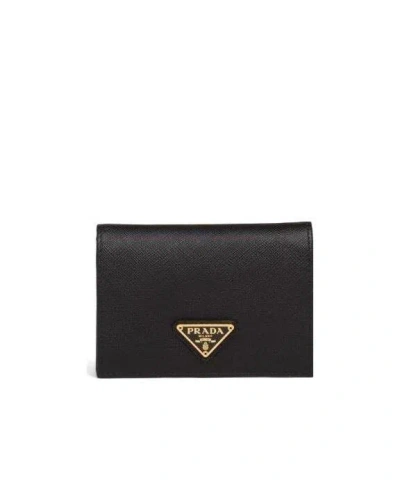 Prada Saffiano Logo Wallet In Black