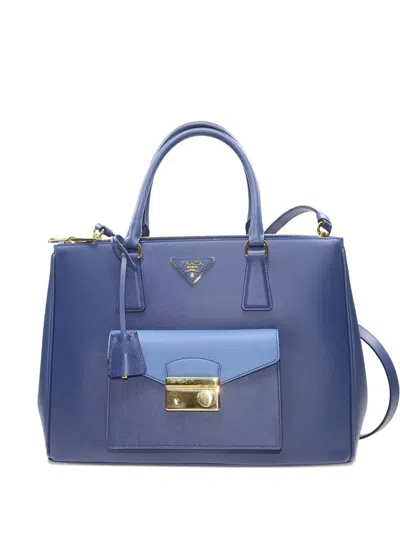 Prada Saffiano Lux Galleria Tote Bag In Blue