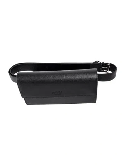 Pre-owned Prada Saffiano Lux Leather Belt Bag In Black