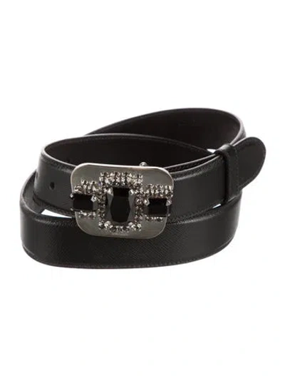 Pre-owned Prada Saffiano Lux Leather Belt In Black