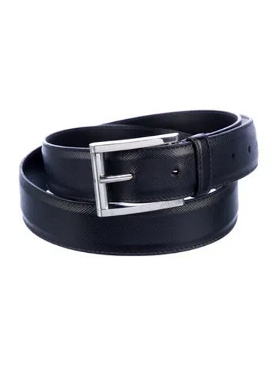 Pre-owned Prada Saffiano Lux Leather Belt In Black