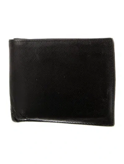 Pre-owned Prada Saffiano Lux Leather Bifold Wallet In Black