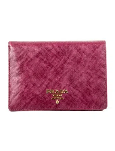 Pre-owned Prada Saffiano Lux Leather Bifold Wallet In Purple