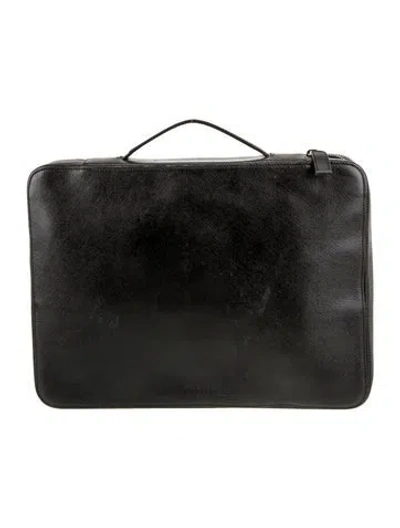 Pre-owned Prada Saffiano Lux Leather Briefcase In Black