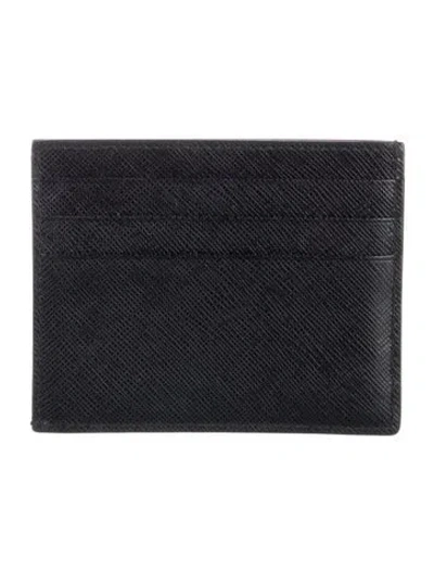 Pre-owned Prada Saffiano Lux Leather Card Holder In Black
