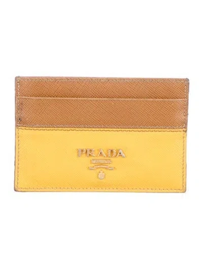 Pre-owned Prada Saffiano Lux Leather Card Holder In Multi