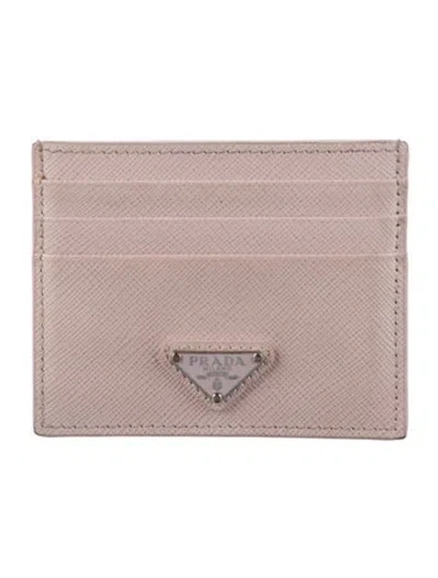 Pre-owned Prada Saffiano Lux Leather Card Holder In Pink
