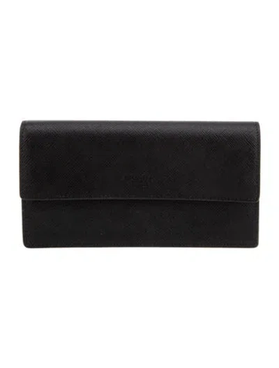 Pre-owned Prada Saffiano Lux Leather Clutch In Black