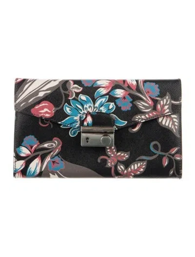 Pre-owned Prada Saffiano Lux Leather Clutch In Black
