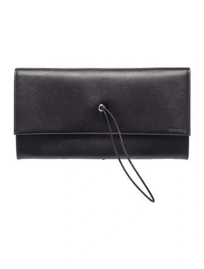 Pre-owned Prada Saffiano Lux Leather Clutch In Black