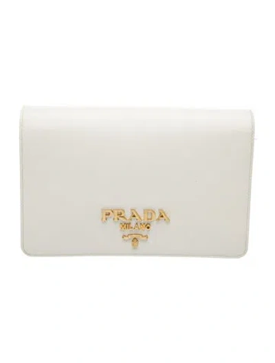Pre-owned Prada Saffiano Lux Leather Clutch In White