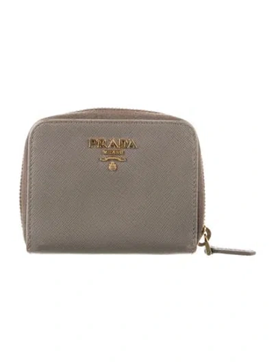 Pre-owned Prada Saffiano Lux Leather Coin Pouch In Neutrals