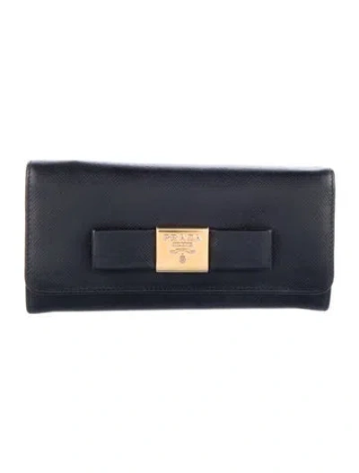 Pre-owned Prada Saffiano Lux Leather Continental Wallet In Black