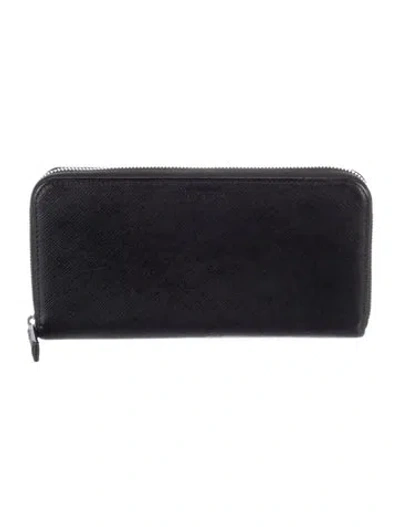 Pre-owned Prada Saffiano Lux Leather Continental Wallet In Black