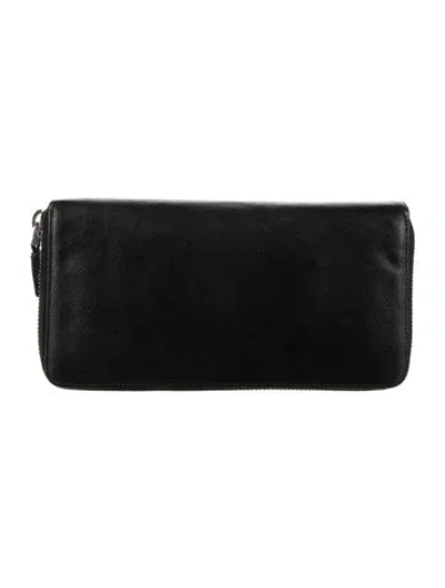Pre-owned Prada Saffiano Lux Leather Continental Wallet In Black