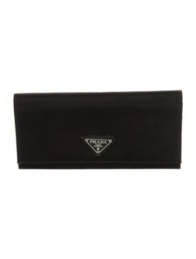 Pre-owned Prada Saffiano Lux Leather Continental Wallet In Black