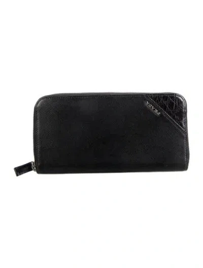 Pre-owned Prada Saffiano Lux Leather Continental Wallet In Black