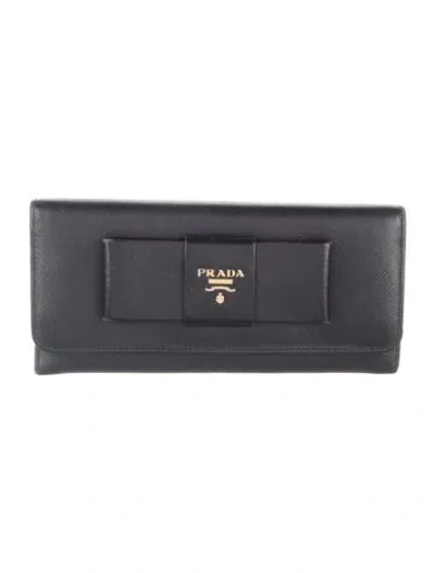 Pre-owned Prada Saffiano Lux Leather Continental Wallet In Black
