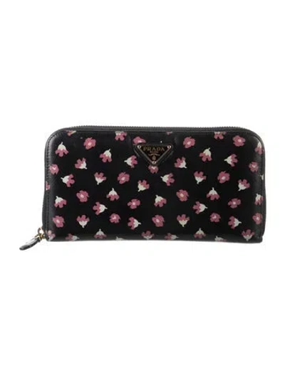 Pre-owned Prada Saffiano Lux Leather Continental Wallet In Black