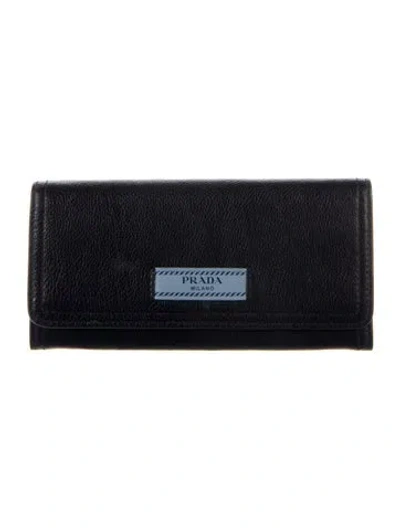 Pre-owned Prada Saffiano Lux Leather Continental Wallet In Black
