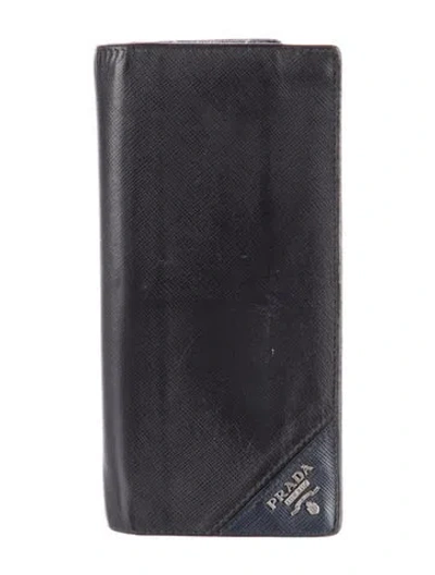 Pre-owned Prada Saffiano Lux Leather Continental Wallet In Black