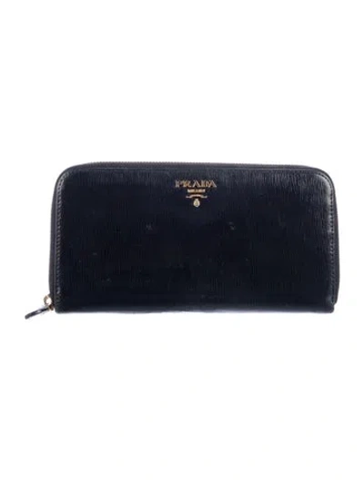Pre-owned Prada Saffiano Lux Leather Continental Wallet In Black