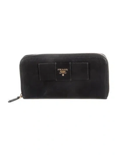 Pre-owned Prada Saffiano Lux Leather Continental Wallet In Black