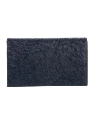 Pre-owned Prada Saffiano Lux Leather Continental Wallet In Blue