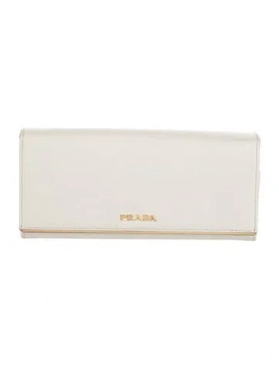 Pre-owned Prada Saffiano Lux Leather Continental Wallet In Neutrals