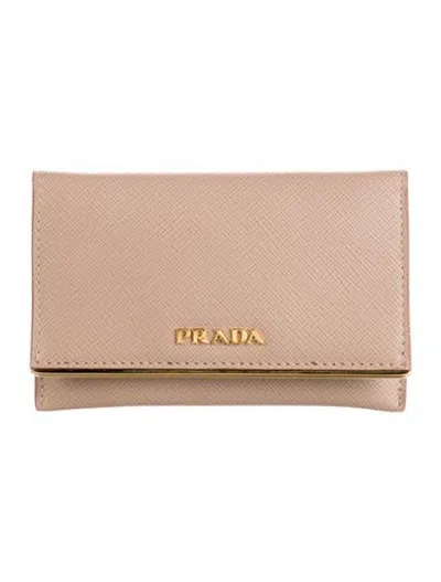 Pre-owned Prada Saffiano Lux Leather Continental Wallet In Neutrals