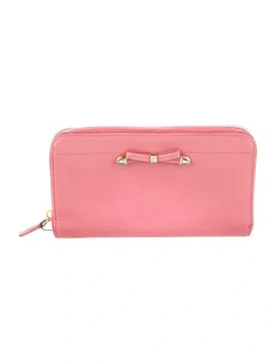 Pre-owned Prada Saffiano Lux Leather Continental Wallet In Pink