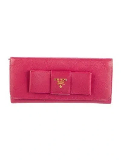 Pre-owned Prada Saffiano Lux Leather Continental Wallet In Pink