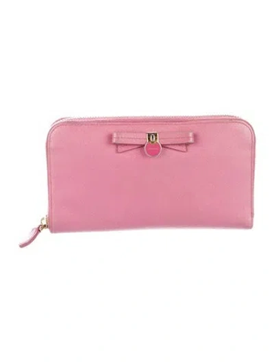 Pre-owned Prada Saffiano Lux Leather Continental Wallet In Pink