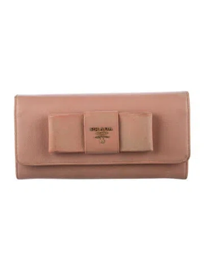 Pre-owned Prada Saffiano Lux Leather Continental Wallet In Pink