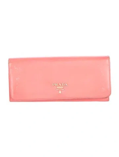 Pre-owned Prada Saffiano Lux Leather Continental Wallet In Pink