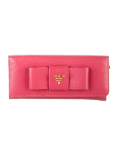 Pre-owned Prada Saffiano Lux Leather Continental Wallet In Pink